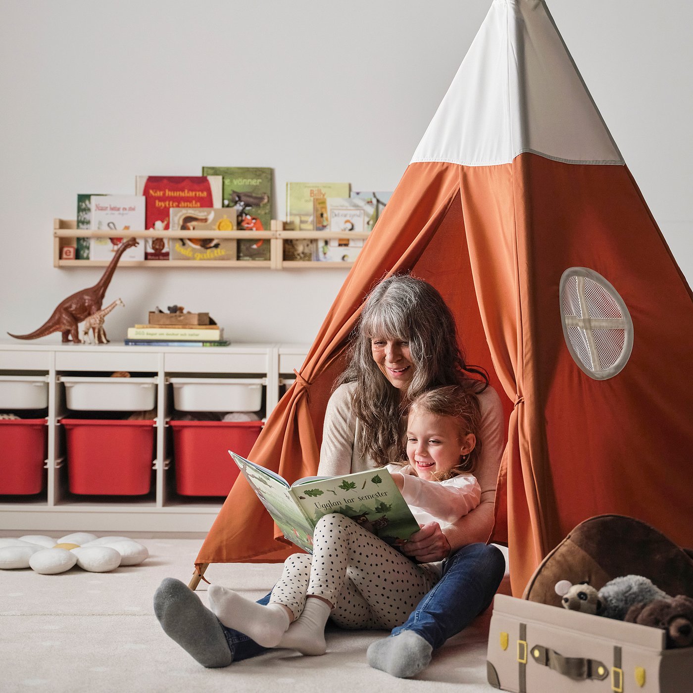 HÖVLIG children's tent, red-brown, 120x120 cm