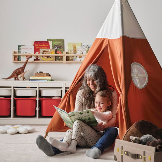 HÖVLIG children's tent, red-brown, 120x120 cm