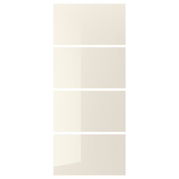 HOKKSUND 4 panels for sliding door frame, high-gloss light beige, 100x236 cm