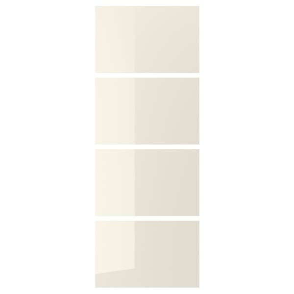 HOKKSUND 4 panels for sliding door frame, high-gloss light beige, 75x201 cm