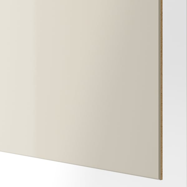 HOKKSUND 4 panels for sliding door frame, high-gloss light beige, 100x201 cm
