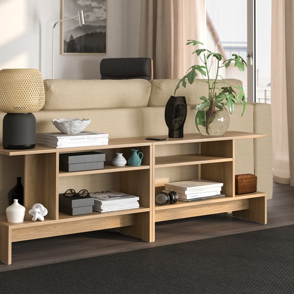 HOLMERUD - HOLMERUD Side table, oak effect, 80x31 cm