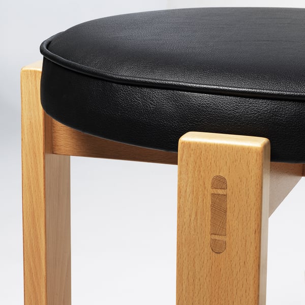 HOLMSJÖ stool, beech/Jonsbyn black, 41 cm