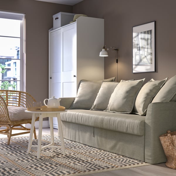 HOLMSUND 3-seat sofa bed, Borgunda beige, 231x96x99 cm