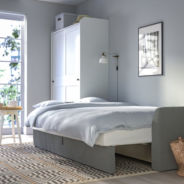 HOLMSUND 3-seat sofa bed, Borgunda dark grey, 231x96x99 cm