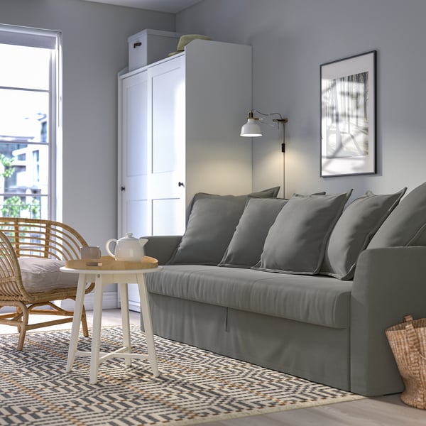 HOLMSUND - 3-seater sofa bed, Borgunda dark grey