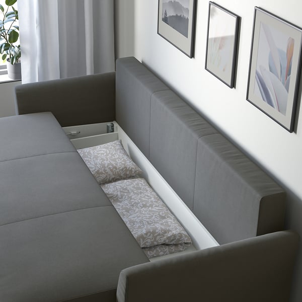 HOLMSUND 3-seat sofa bed, Borgunda dark grey, 231x96x99 cm