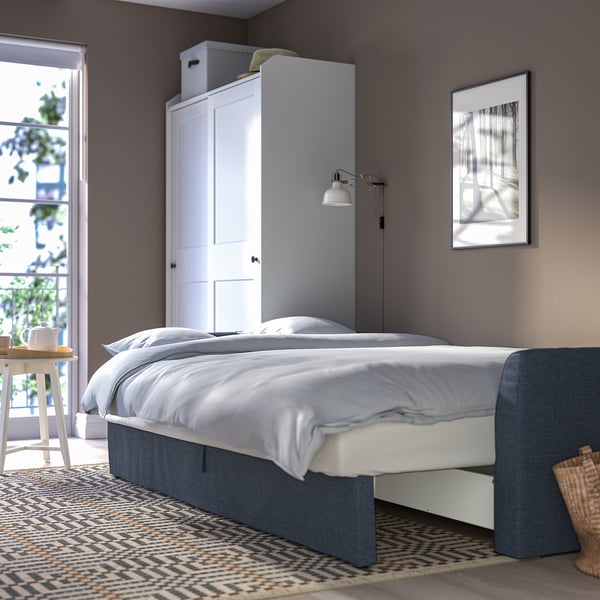 HOLMSUND 3-seat sofa bed, Kilanda dark blue, 231x96x99 cm