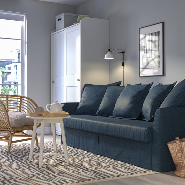 HOLMSUND 3-seat sofa bed, Kilanda dark blue, 231x96x99 cm