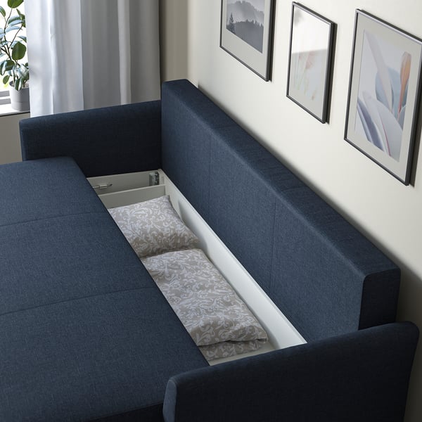 HOLMSUND 3-seat sofa bed, Kilanda dark blue, 231x96x99 cm