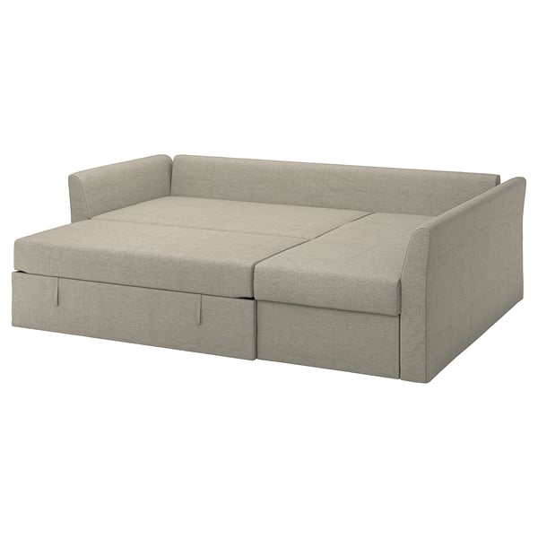 HOLMSUND corner sofa-bed, Borgunda beige, 204x140 cm