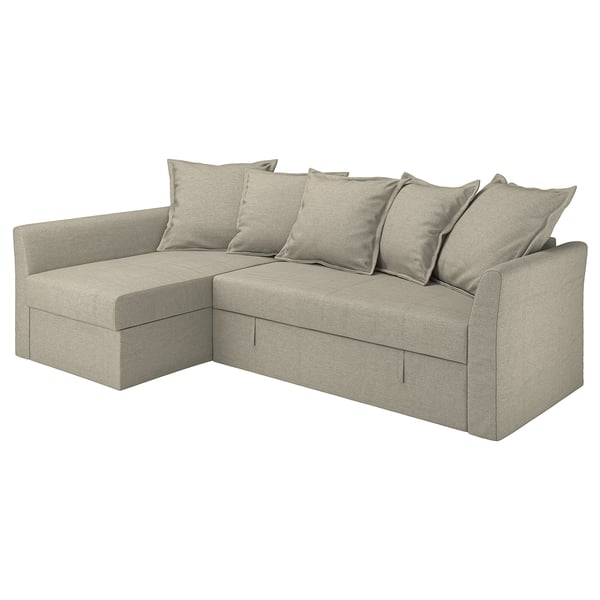 HOLMSUND corner sofa-bed, Borgunda beige, 230 cm