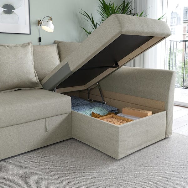 Ikea HOLMSUND - Corner sofa bed, Borgunda beige