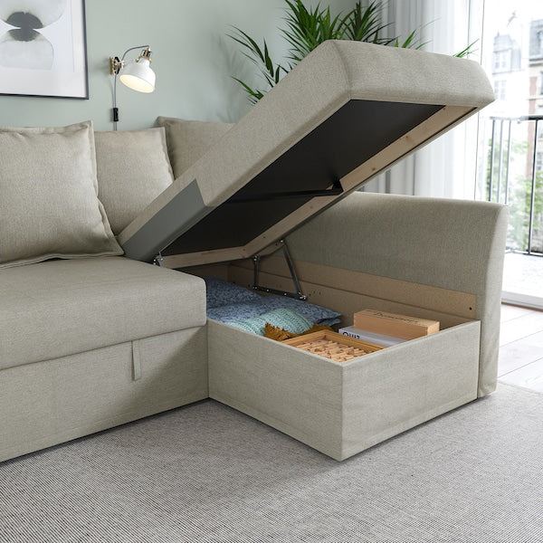 HOLMSUND - Corner sofa bed, Borgunda beige