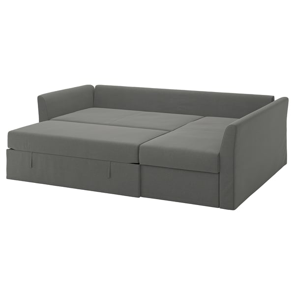 HOLMSUND corner sofa-bed, Borgunda dark grey, 204x140 cm