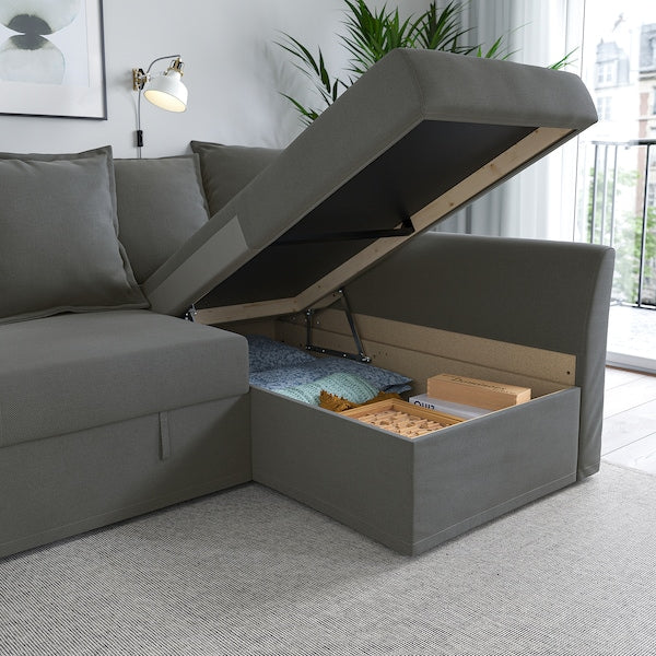 HOLMSUND - Corner sofa bed, Borgunda dark grey