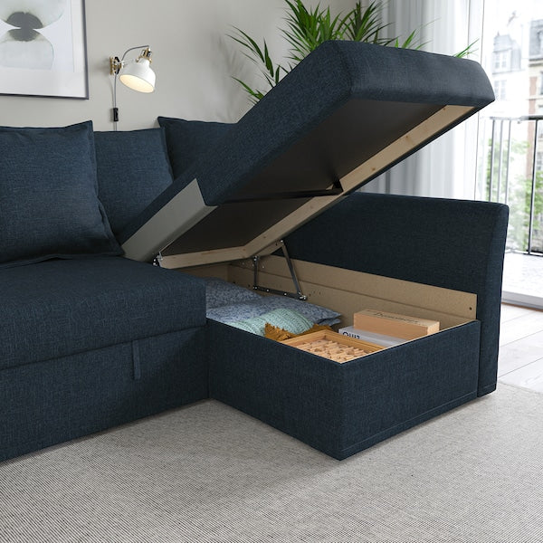 HOLMSUND - Corner sofa bed, Kilanda dark blue