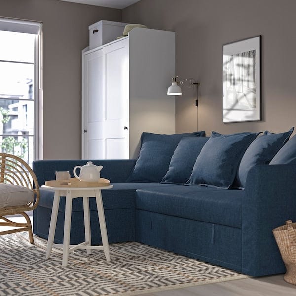 Ikea HOLMSUND - Corner sofa bed, Kilanda dark blue