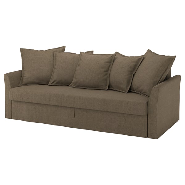 HOLMSUND cover for 3-seat sofa-bed, Kilanda grey-brown