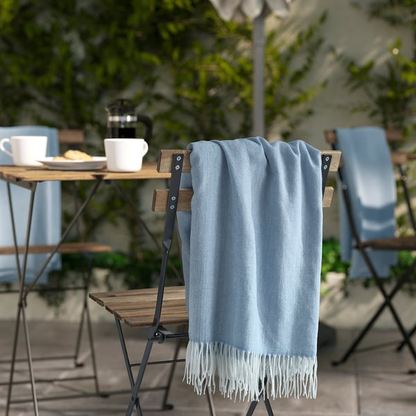 HOLMVI throw, blue, 120x160 cm