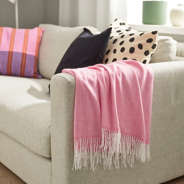 HOLMVI throw, pink, 120x160 cm