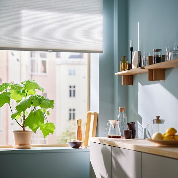 HOPPVALS - Cellular blind, white, 140x155 cm
