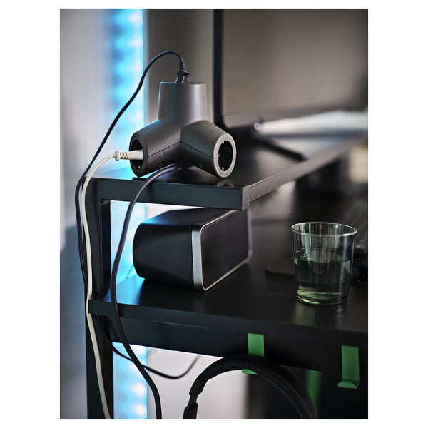 HORNFELS extension cord, dark grey, 14.4x12.5 cm