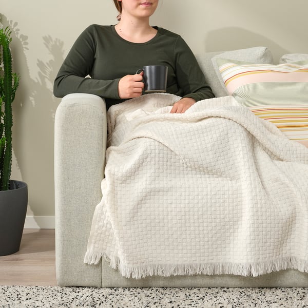 HORNMAL throw, off-white, 130x170 cm