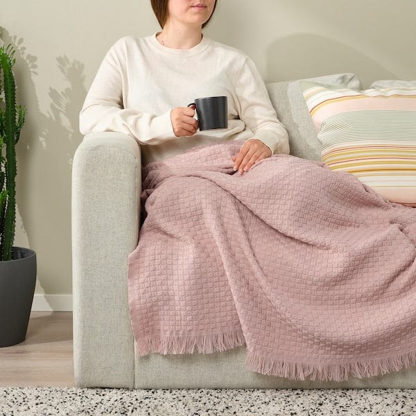 Ikea HORNMAL - Throw, light pink, 130x170 cm