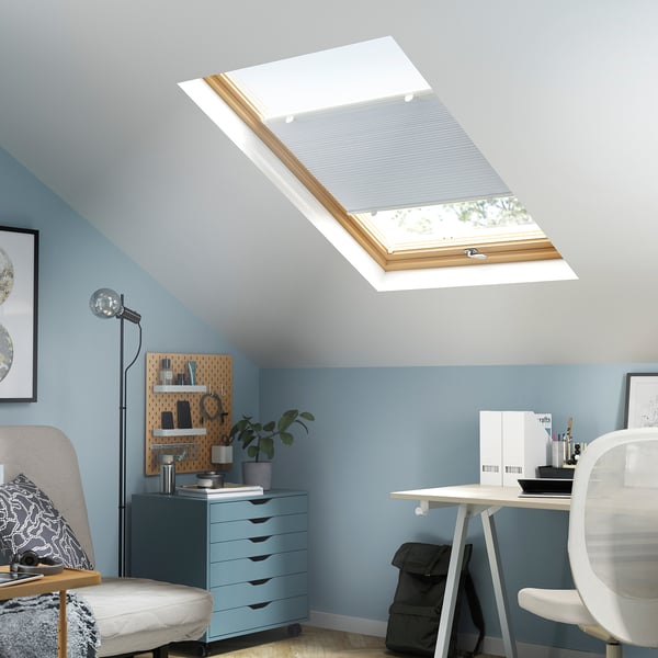 HORNVALLMO block-out pleated blind, white/top-down bottom-up, 100x130 cm