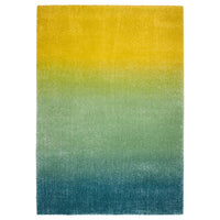 HOTELLRUM - Rug, high pile, blue/green yellow, 133x195 cm