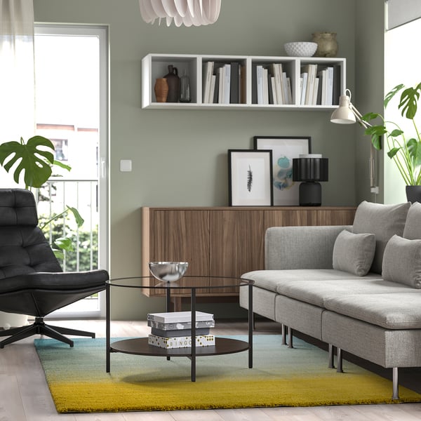 HOTELLRUM rug, high pile, blue/green yellow, 160x230 cm