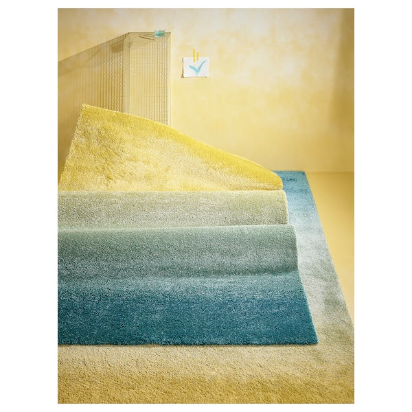 HOTELLRUM - Rug, high pile, blue/green yellow, 133x195 cm