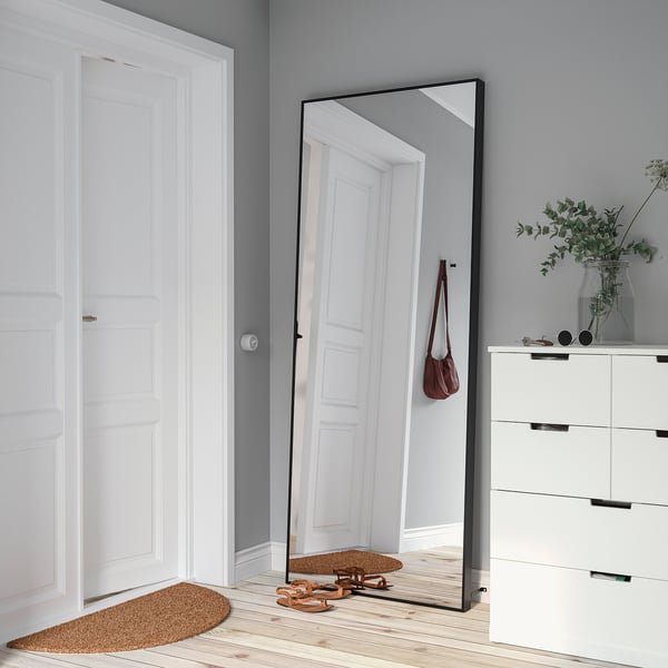HOVET mirror, black, 78x196 cm