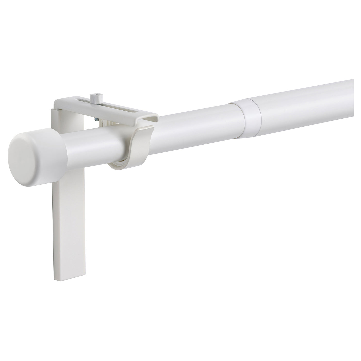 HUGAD curtain rod combination, with wall/ceiling brackets/with finials white, 210-385 cm