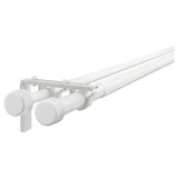 HUGAD / RÄCKA double curtain rod combination, with wall/ceiling brackets/with finials white, 210-385 cm