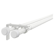 HUGAD / RÄCKA double curtain rod combination, with wall/ceiling brackets/with finials white, 210-385 cm