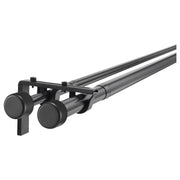 HUGAD / RÄCKA double curtain rod combination, with wall/ceiling brackets/with finials black, 120-210 cm