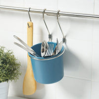 HULTARP container, blue/nickel-plated, 14x16 cm