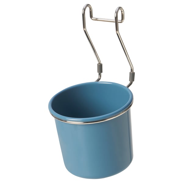 HULTARP container, blue/nickel-plated, 14x16 cm