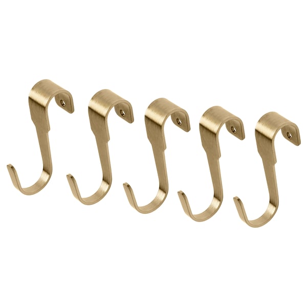 HULTARP hook, polished/brass-colour, 1.8x7x5 cm, 5 pack
