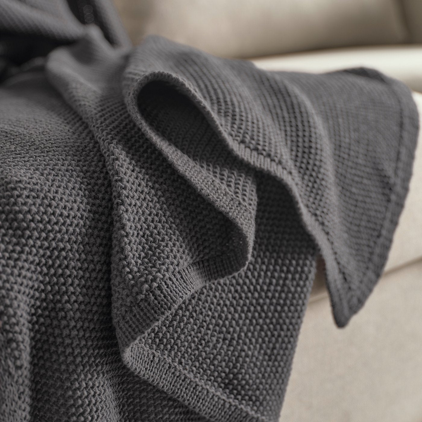 HUMLEMOTT throw, anthracite, 130x170 cm