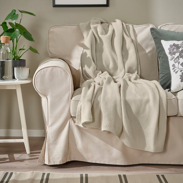 HUMLEMOTT throw, off-white, 130x170 cm