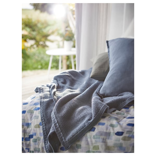 HUMLEMOTT throw, blue-grey, 130x170 cm
