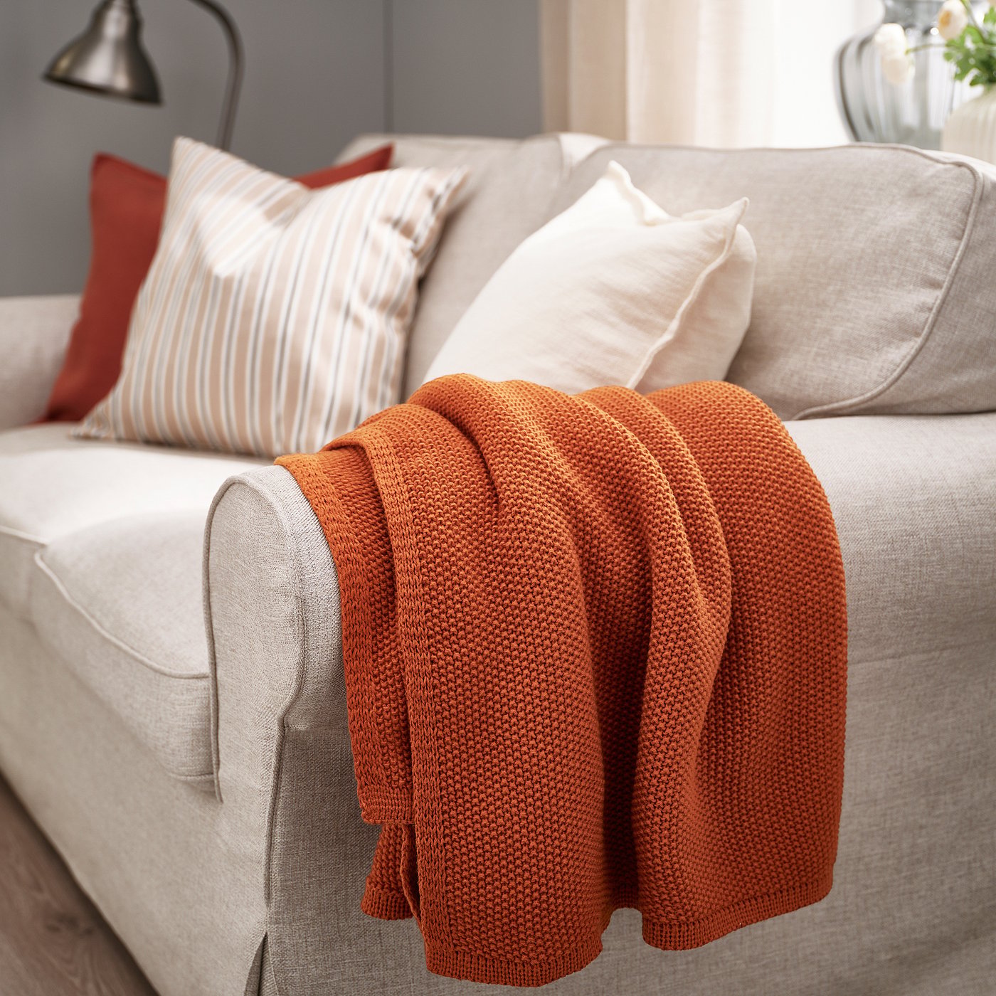 HUMLEMOTT throw, red-brown, 130x170 cm