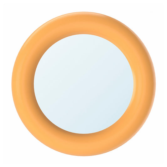 HUMLESJÖN mirror with suction cup, orange, 25 cm