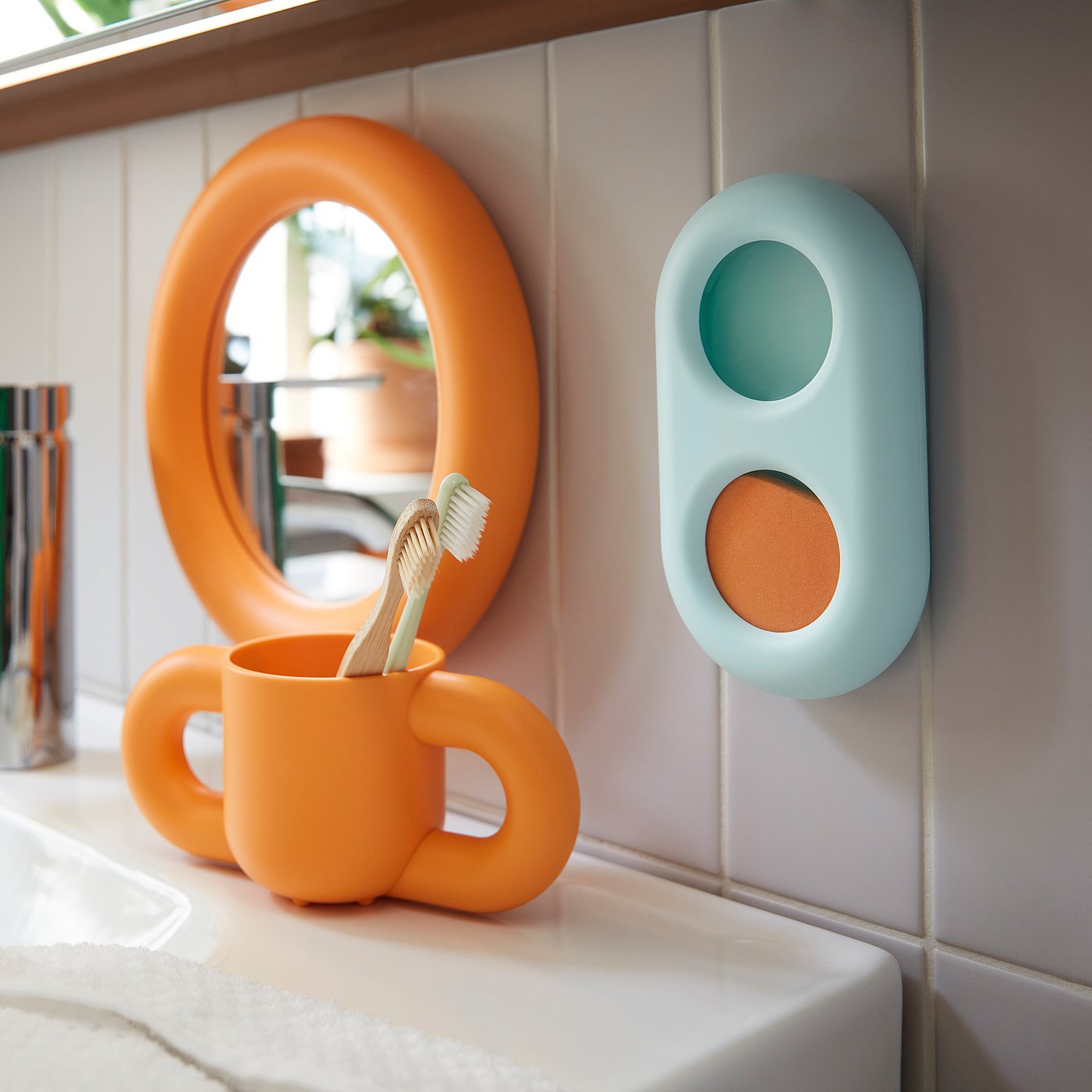 HUMLESJÖN timer with suction cup, turquoise, 10x17 cm