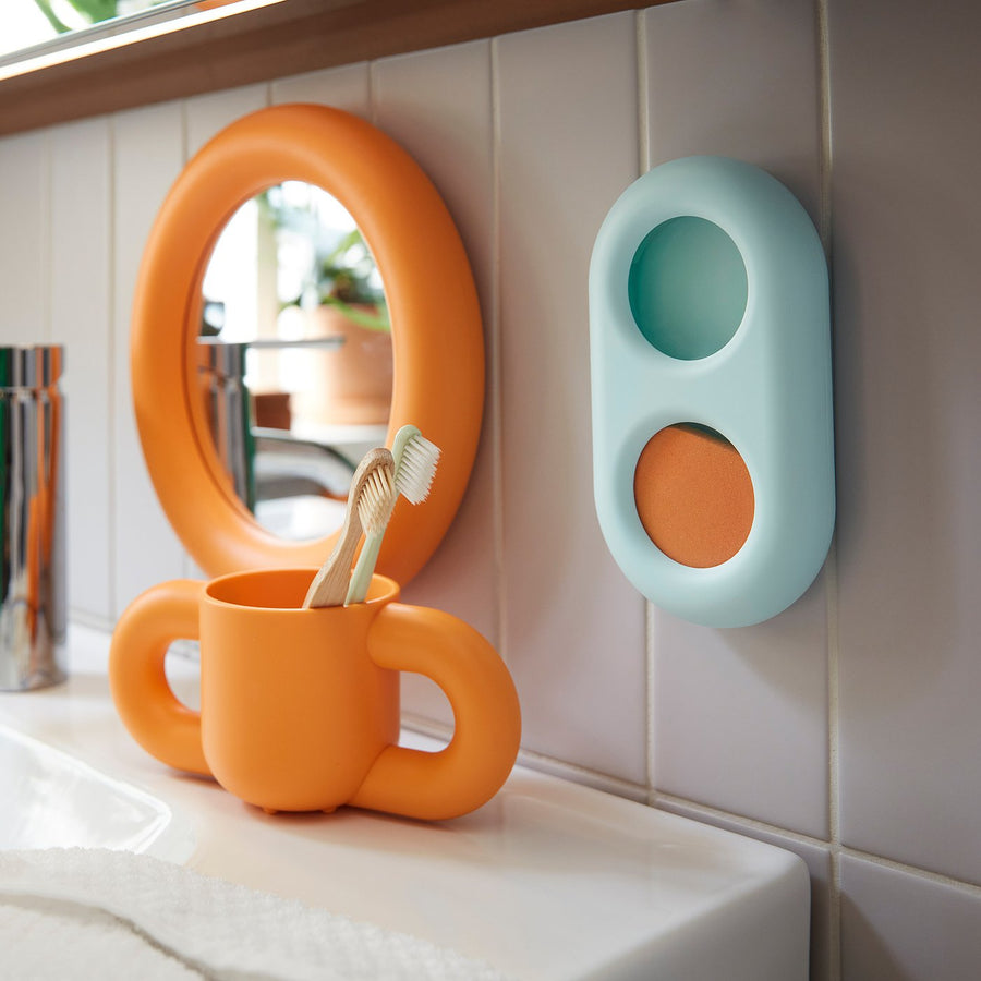 HUMLESJÖN timer with suction cup, turquoise, 10x17 cm