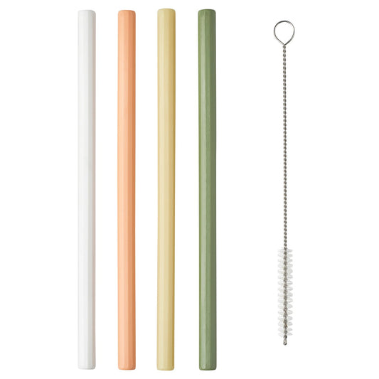 HUMLESUGA drinking straws/cleanbrush set of 5, mixed colours, 20 cm