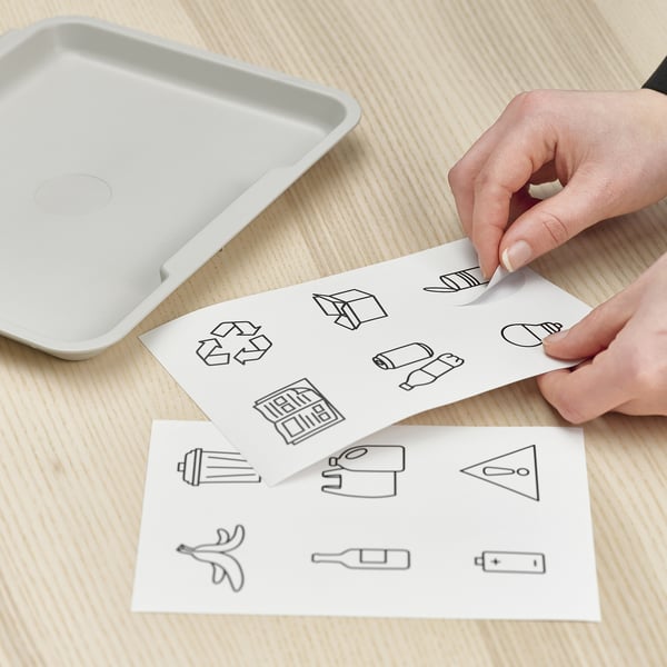 HUSBONDE 12-piece sticker set, waste & sort, 55 mm